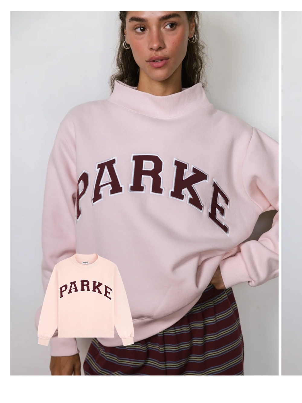 Parke Pale Pink Mock-Neck Logo Sweatshirt